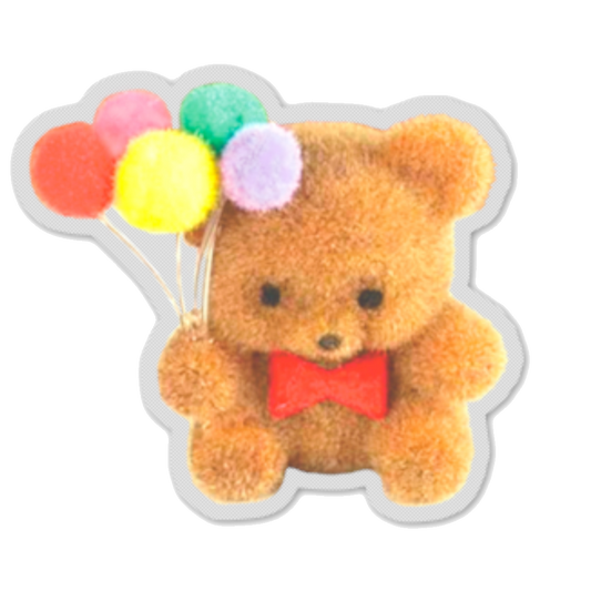 Flocked Balloon Bear Sticker
