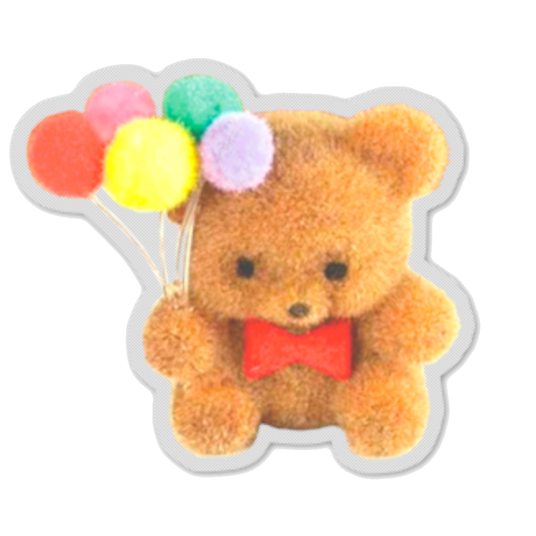 Flocked Balloon Bear Sticker